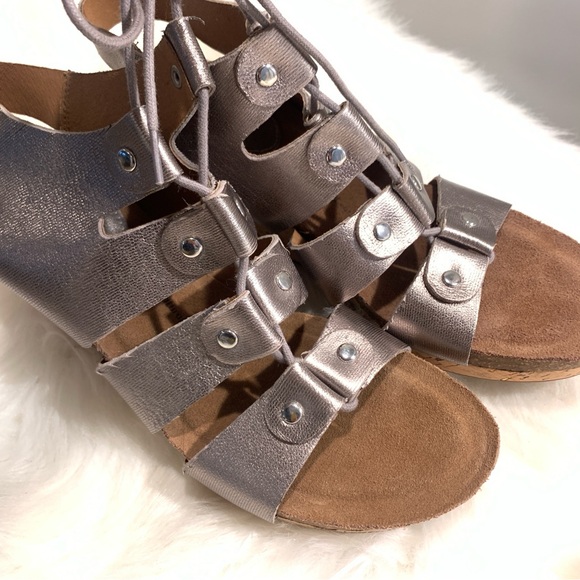 Sofft Carita Gladiator Wedge Silver Lace up Sandal Size 9.5 - Picture 5 of 13